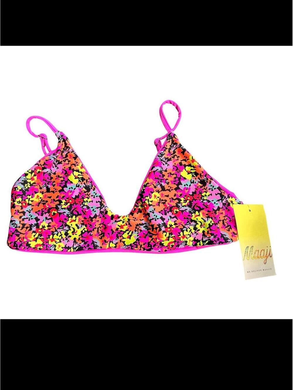 MAAJI pink reversible floral bikini swim bralette eco friendly size S New
